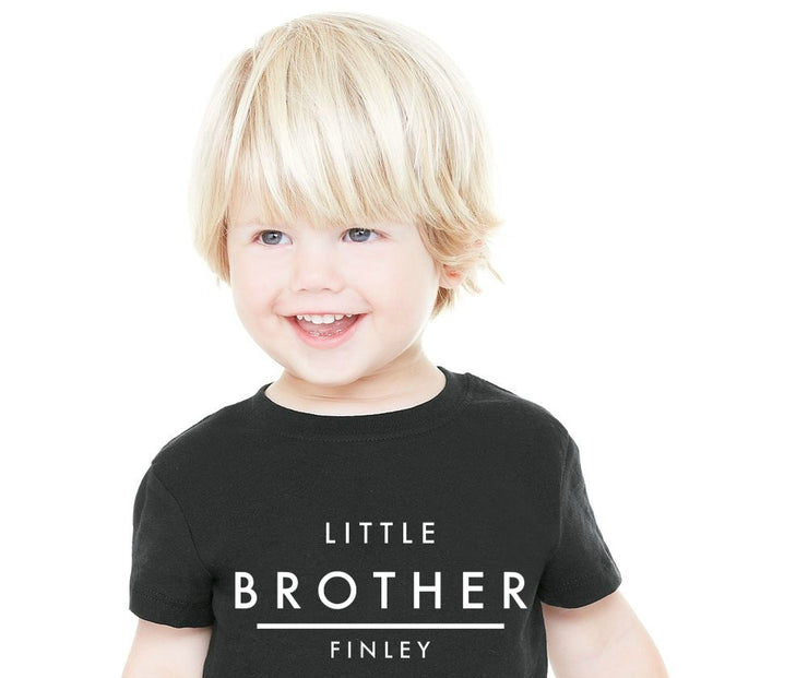 Little Brother Black Short Sleeve Personalised Tee