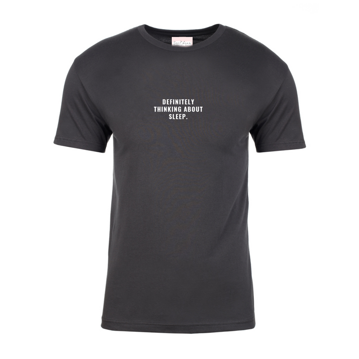 THINKING ABOUT SLEEP Embroidery Men's Tee | Charcoal