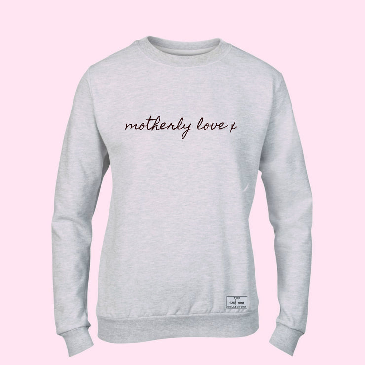 Motherly Love x Grey Jumper |  Black Embroidery Design