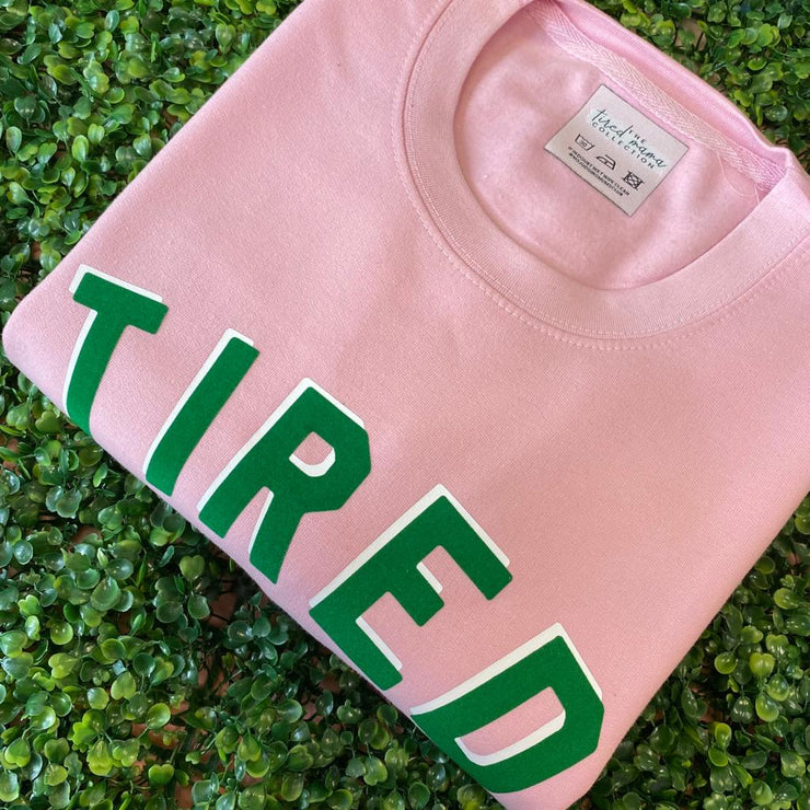 TIRED Jumper | Pink & Green