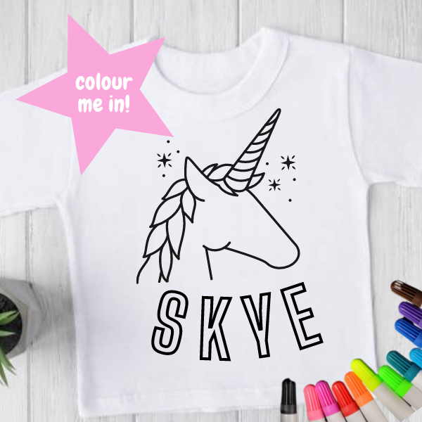 Colour Me Personalised Children's Tee - Unicorn