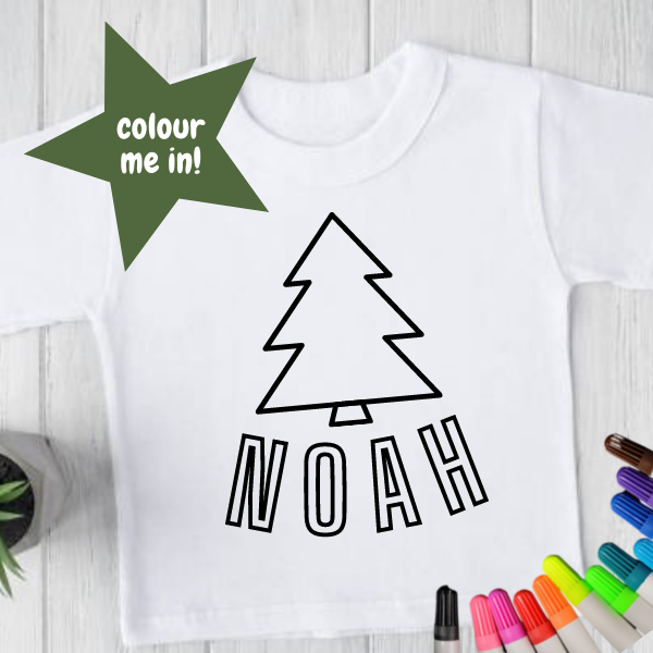 Colour Me Personalised Children's Tee - Christmas Tree