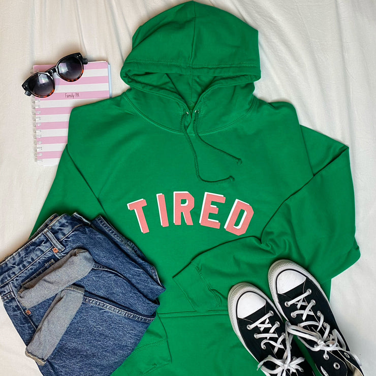 TIRED Jumper | Green & Baby Pink