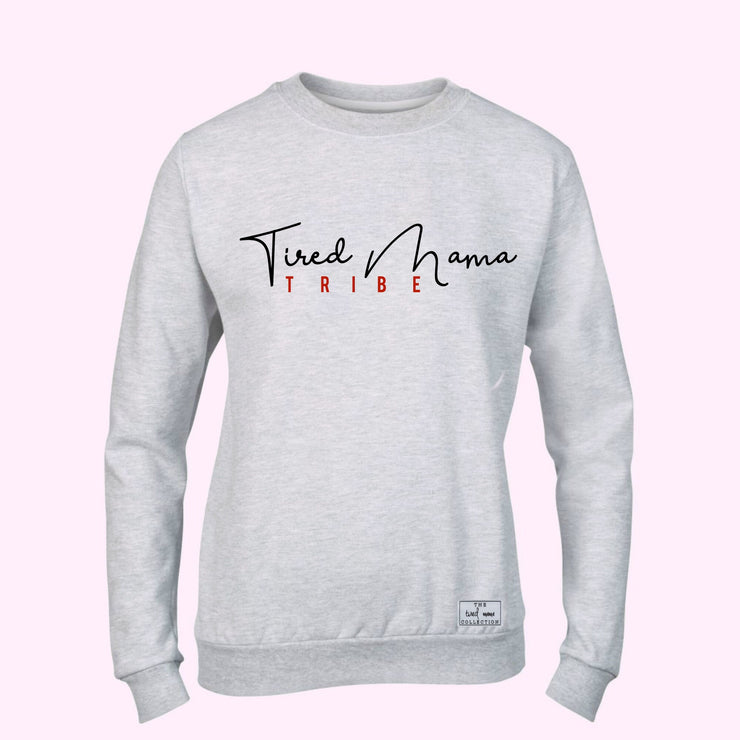 Grey Tired Mama Tribe Jumper | Black and Red