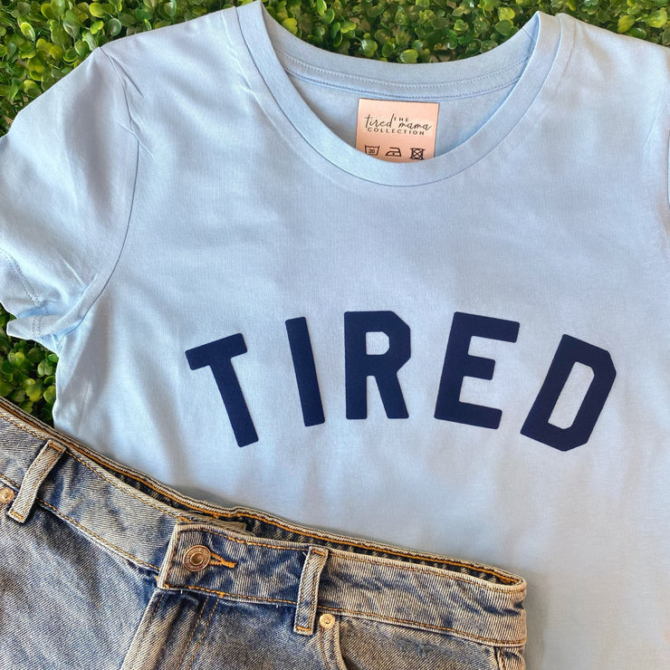 Tired Baby Blue & Navy Tee