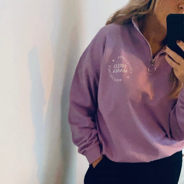 Quarter Zipped Sweater | Purple
