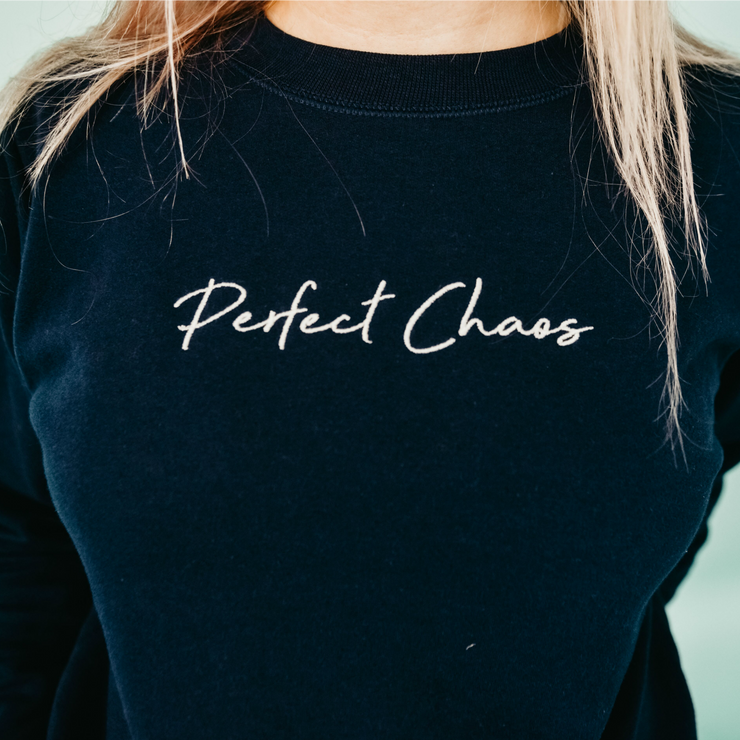 Navy Perfect Chaos Jumper | White Embroidery